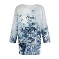 thumbnail image 5 of Cqxid525 Comfort Colors T-Shirts 3/4 Sleeve Tops For Women Summer Notched V Neck Plain T Shirts Casual Cute Three Quarter Length Blouses Blue Xxl, 5 of 5
