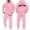 Pink, variant on Men's and Women's Autumn Winter Fashion Casual Letter Printed Long Sleeve Hoodie Set, Pullover Sweatshirt with Pockets, Oversized Comfortable Fit
