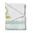 thumbnail image 2 of Anchor Soft Flannel Fleece Throw Blanket, Nordic Marine Golden Yellow Anchor Striped Background Old-Fashioned Artwork, Cozy Plush for Indoor and Outdoor Use, 70" x 90", Pale Blue White, by Ambesonne, 2 of 5