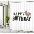 thumbnail image 4 of Ambesonne Birthday Shower Curtain, Celebration Saying Flowers, 69"Wx75"L, Charcoal Grey White, 4 of 4