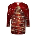 thumbnail image 5 of successthop Christmas Shirts Women Funny Graphic Light Tree 3/4 Sleeve Tops Oversized Crewneck Festival Clothes, 5 of 5