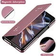 thumbnail image 3 of Clear Mirror Case Compatible Samsung Galaxy Z Fold 5 Case with Kicktand,Ultra Thin & Lightweight Flip Mirror Makeup Cover Electroplated Full Protection Stand Cover for Galaxy Z Fold 5 Case Pink, 3 of 7