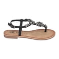 thumbnail image 2 of GC Shoes Women's Jeweled T Strap Flat Sandals, Dressy Summer Ankle Buckle Flats, Comfortable Fashion Sandal, Angie/Black/7.5, 2 of 5