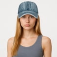 thumbnail image 6 of TOPTIE 6 Panel Washed Denim Baseball Cap - Grey Mid Profile Adjustable Unisex Hat, Daily Wear, Sun Protection Cap, 6 of 8