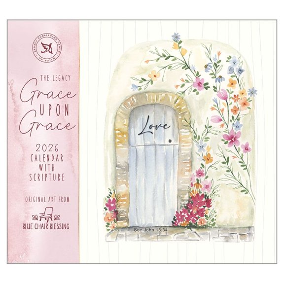 Legacy Publishing Group, Grace Upon Grace by Blue Chair Blessings 2026 Wall Calendar, 13.38'' X 12.13'', 12-Month Calendar with Stapled Binding