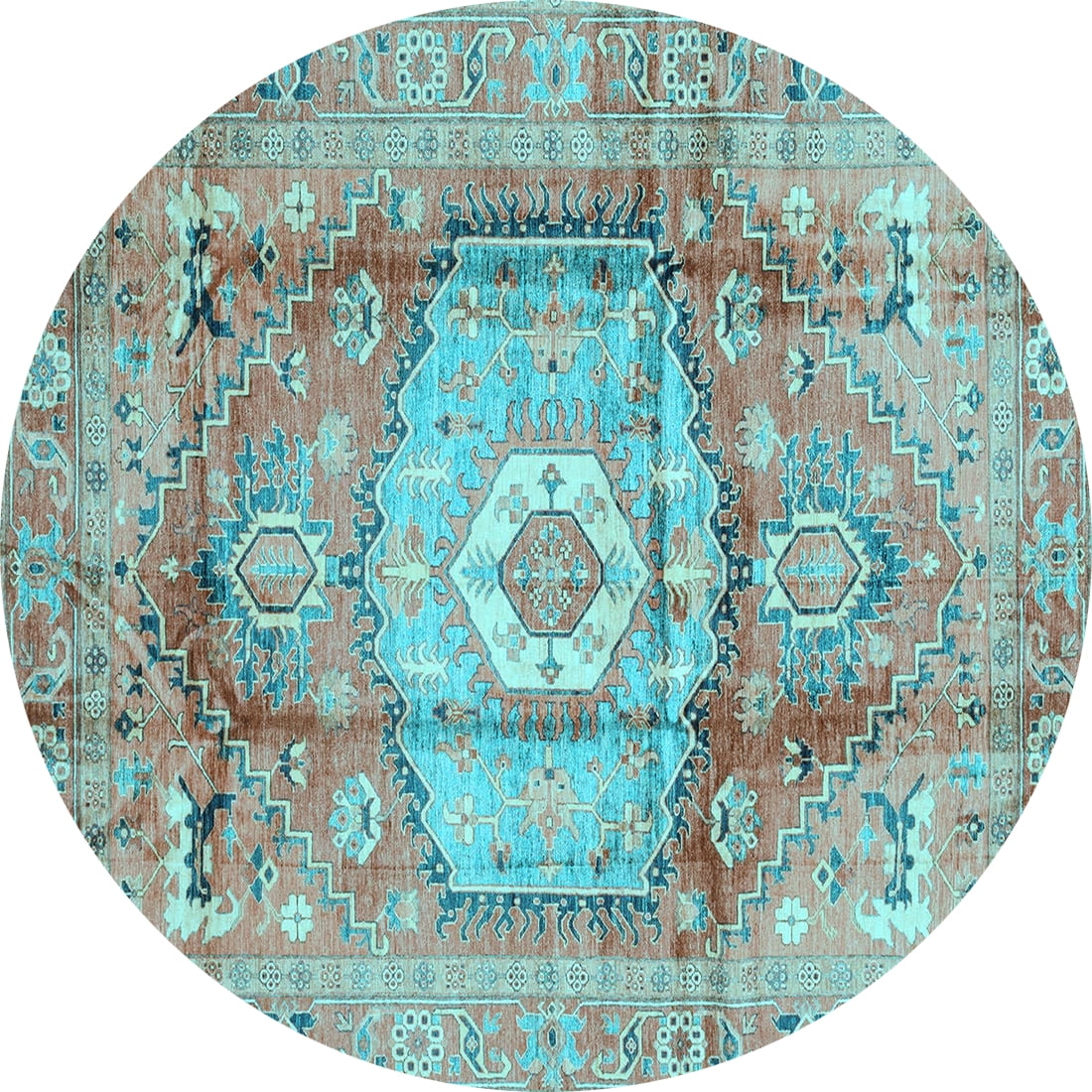 Ahgly Company Indoor Round Abstract Light Blue Modern Area Rugs, 6 ...