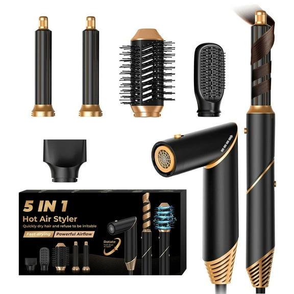 5 in 1 Blow Dryer Brush,Hair Dryer Brush with Detachable Air Styler,Negative Ionic Magic Hair Styler,Hot Air Brush for Women Volumizer,Straightener,Drying