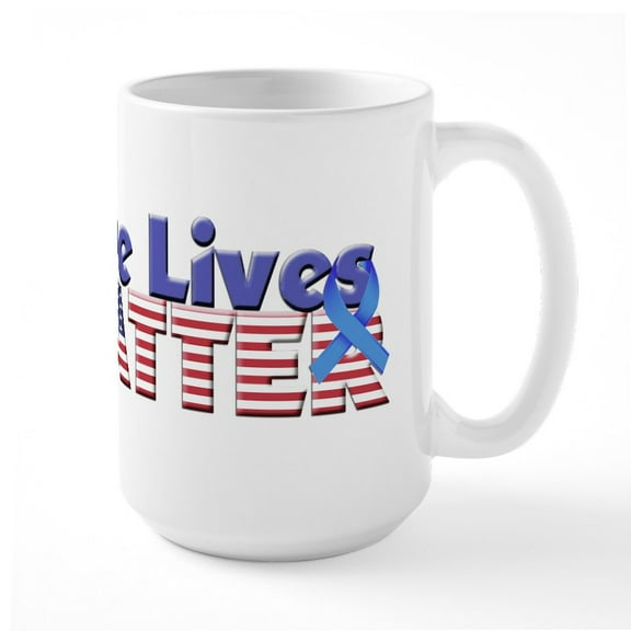 CafePress - Blue Lives Matter Ceramic Mug - 15 oz Ceramic Large White Novelty Mug