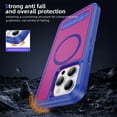 thumbnail image 7 of ELEHOLD for iPhone 15 Pro Max Case,Compatible with Mag Safe Accessory,Magnetic Heavy Duty Drop Protection Invisible Kickstand Rugged Military-Grade Protective Phone Case ,Blue+Rose, 7 of 7