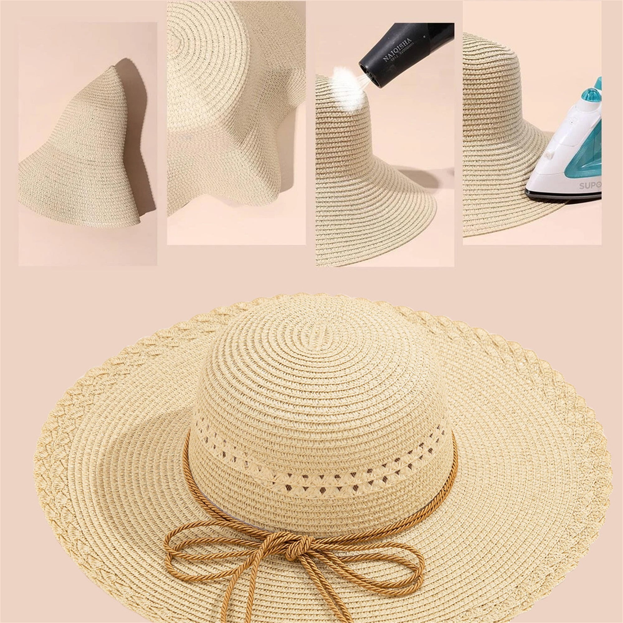 LACE TRIM WIDE Brim Outdoor Travel Beach Sunscreen Hat Summer Hat Straw Hat  $17.66 - PicClick AU