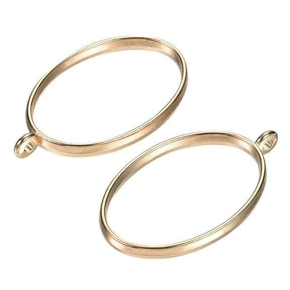 Uxcell Oval Hollow Resin Pendants Frames for DIY Crafts Gold Tone 10 Pack