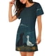 thumbnail image 2 of Balery Farm Dog Duck Moonlight Camisón de manga corta con cuello redondo para mujer, cómodo y elegante., 2 of 6