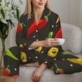thumbnail image 4 of Wukai Chili2 Print Women's Pajama Set - Soft Long Sleeve Sleepwear for Comfort and Style-, 4 of 9