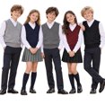 thumbnail image 4 of FASHOFT Boys Sweater Vest School Uniform Sleeveless Sweaters Solid Kids Knit Vest V neck Sleeveless Pullover Sweaters Tops 6-7 Years, 4 of 9