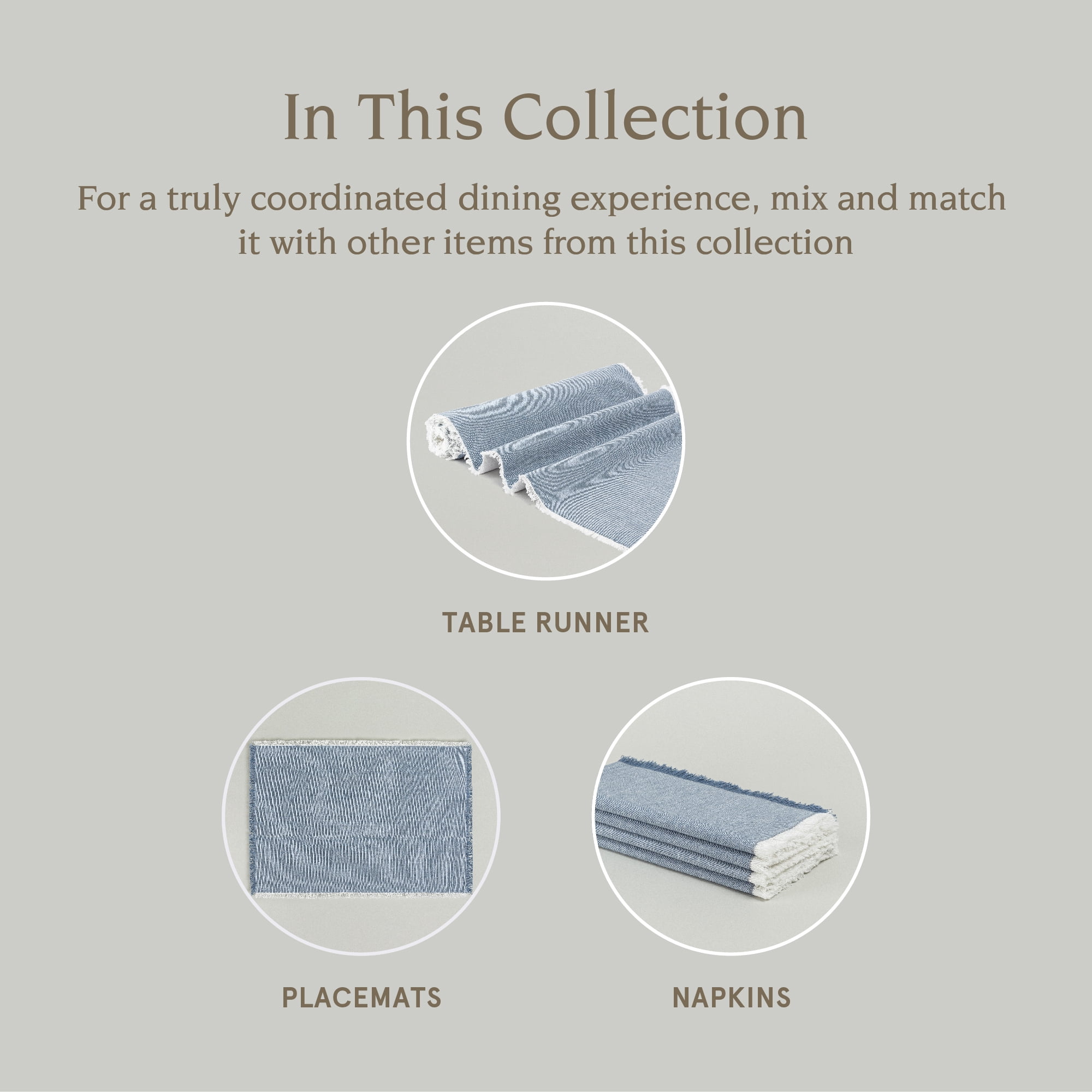 over&back 18x108 Woven Frayed Chambray Cotton Table Runner - Washable Table Runners for a Custom Home Decor Tablescape - Hand-Finished Frayed Edges - Coffee Table, Dinner Table, Living Room - Blue