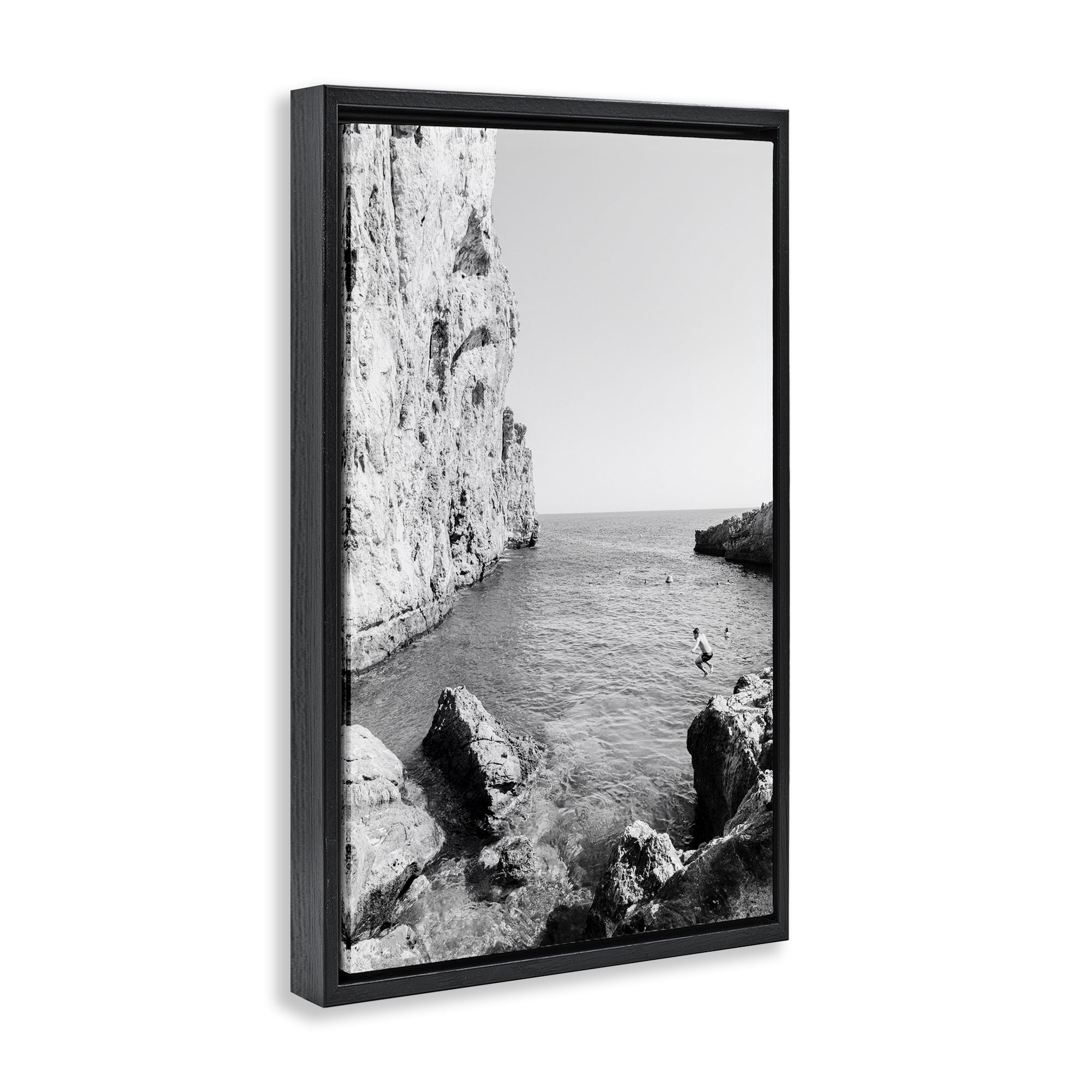 Stupell Industries The Dive Cove Coastal Photography Black Floater Framed Canvas Art Print Wall Art, 21 x 31
