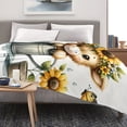 thumbnail image 4 of Warm Gift Calf Wearing A Sunflower Wreath Cute Fun Print Flannel Blanket Soft Warm Cozy Blanket For Sofa Bed Car Camping Office Home Decor Gift Blanket For All Seasons, 4 of 7