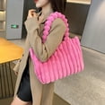 thumbnail image 4 of 1 bolso de mano retro de gran capacidad, bolso de mano de moda para estudiantes, bolso de viaje sencillo de felpa, 4 of 5