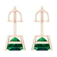 thumbnail image 4 of 3 ct Screw-Back Stud Earrings for Women | 6.5mm Princess Cut Simulated Emerald | 18K Rose Gold, 4 of 5