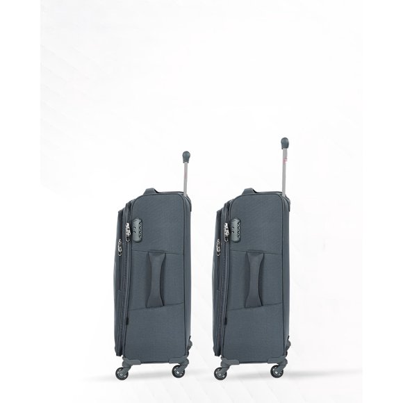 Emblem Punch 24 Pieds'/28 Pieds' Ensemble de 2 Valises Souples à Roulettes Pivotantes, 1200D Légères avec Roues à 360 Degrés, et Sac Trolley Extensible - Cabine Gris