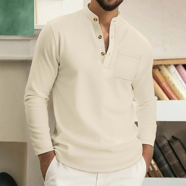 Chemise Décontractée à Manches Longues pour Hommes Doublée en Polaire Boutonnée pour Automne et Hiver