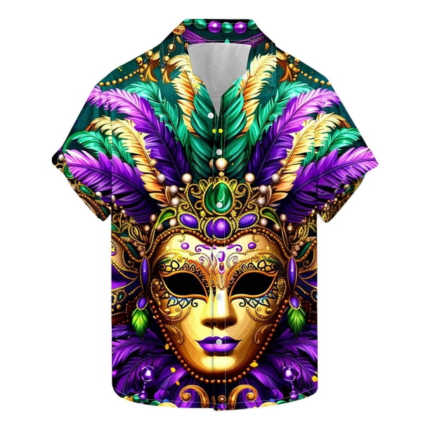 Camisas de Manga Larga para Hombres, Botón de Impresión Blusa de Cuello, Camisa de Poliéster de Moda Casual