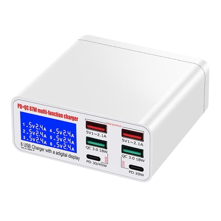 Digital LCD 6 Ports USB Smart Fast Charger Charging