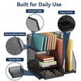 thumbnail image 2 of Riousery Mesh Desk Organizer with Drawer and 2 Pen Holders, Desktop Storage Rack for Office Supplies, Black, 2 of 6