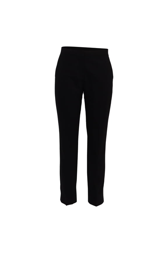 Pre-Owned Theory Mid-Waist Slim-Fit Trousers in Black Wool