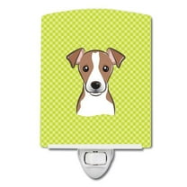 Carolines Treasures Checkerboard Lime Green Jack Russell Terrier Ceramic Night Light 6x4x3 multicolor