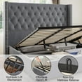 thumbnail image 4 of Jocisland Queen Size Lift Up Storage Bed, Upholstered Platform Bed Frame and Velvet Button Tufted Headboard with Wingback, Hydraulic Storage, No Box Spring Needed, Easy Assembly, Gray, 4 of 7