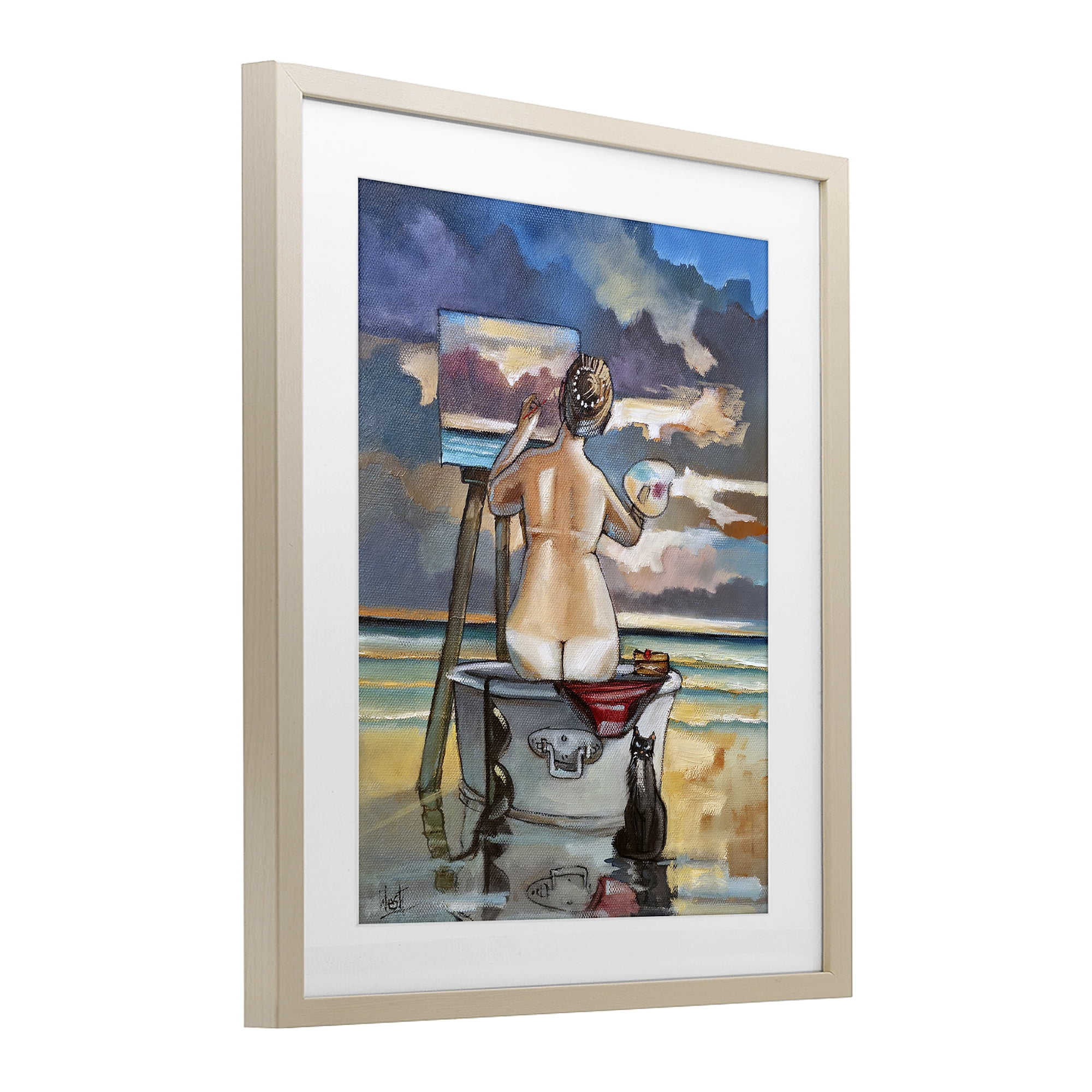 Stupell Industries Painting Up A Storm Birch Framed Print Under Glass, design by Ronald West