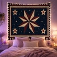 thumbnail image 2 of Compass Star Quilt with Red Border, Nostalgic Rustic Style for Americana Decor Lovers, Americana Wall Decor, Fourth of July Gift, Tapestry Wall Hanging for Bedroom and Living Room, 2 of 7