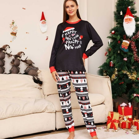 

Lenago Christmas Pajamas for Family Christmas Fashion Long Sleeves Men Printed Top+Pants Family Matching Pajamas Set Family Christmas PJs
