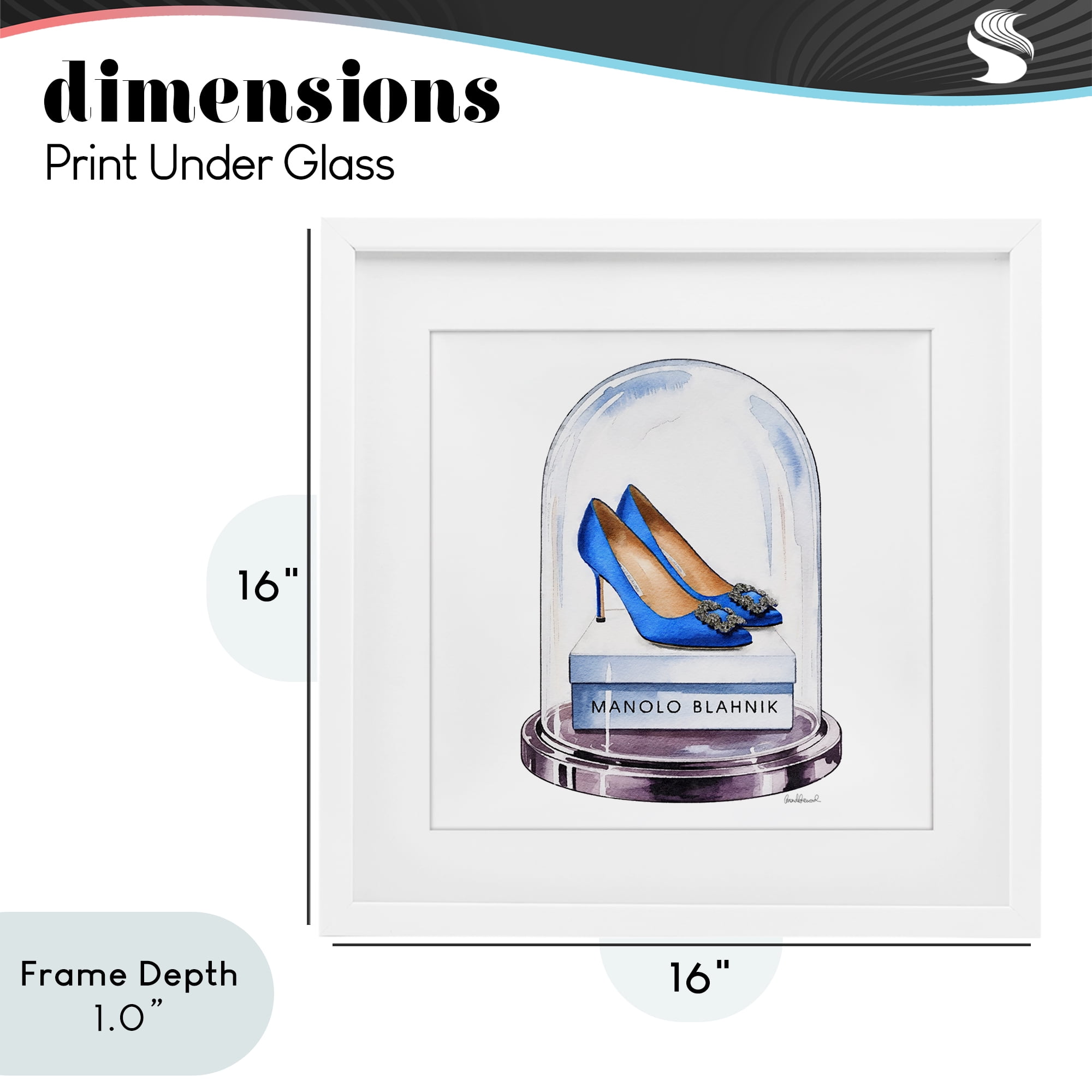 Stupell Industries Blue Heels in Bell Jar White Framed Print Under Glass, design by Amanda Greenwood