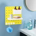 thumbnail image 4 of Hovmgk Hole Board Storage for Living Room & Kitchen, Wall Mounted Shelves without Punching Holes, Versatile Plastic Storage Rack with Adjustable Hooks and Baskets for Home Organization, 4 of 6