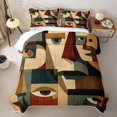 thumbnail image 2 of Castle Fairy Mid Century Vintage Geometric Quilt King 3 Pieces,Boho Retro Aesthetics King Coverlet Set,Rust Teak Teal,1 Bedspread and 2 Pillowcases, 2 of 7