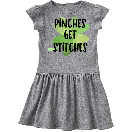 

Inktastic St. Patrick s Day Pinches get Stitches Shamrocks Gift Toddler Girl Dress