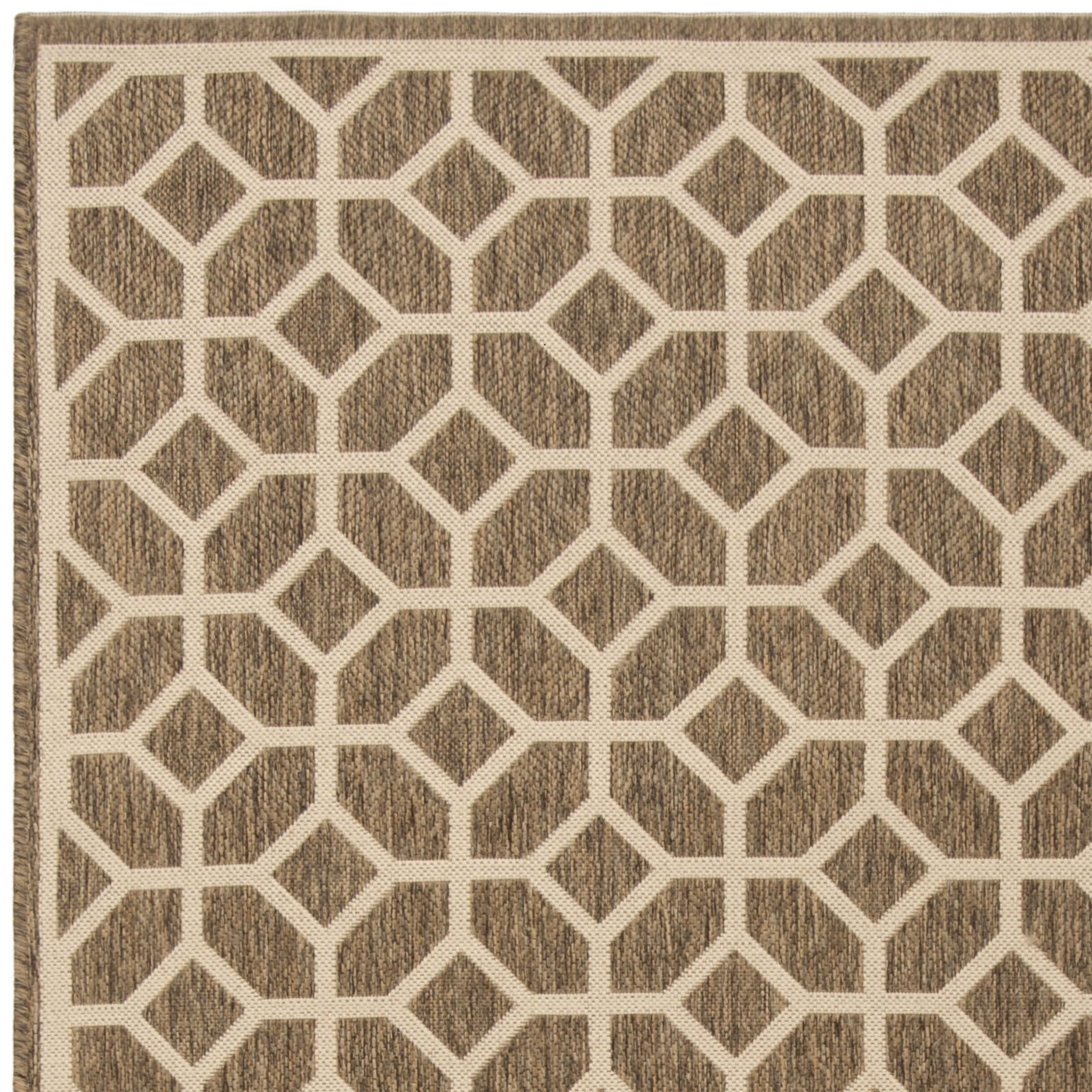 SAFAVIEH Beach House Kadri Geometric Indoor/Outdoor Area Rug, Beige/Cream, 5'3" x 7'6"