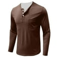 thumbnail image 4 of ShomPort T-Shirts for Men Long Sleeve Button Crewneck Blouses Classic Lightweight Tops with Pocket, 4 of 5
