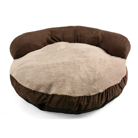 Cozy Pet Round Bolster Dog Bed - Brown