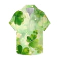 thumbnail image 2 of Ceisia Men's St. Patrick's Day Watercolor Four-Leaf Clover Print Short Sleeve Turndown Collar Stretch Casual Shirt Green XL Gifts, 2 of 5