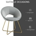 thumbnail image 6 of HOMCOM Modern Accent Chair Velvet Upholstered Chair w/ Golden Base Legs, Grey, 6 of 9