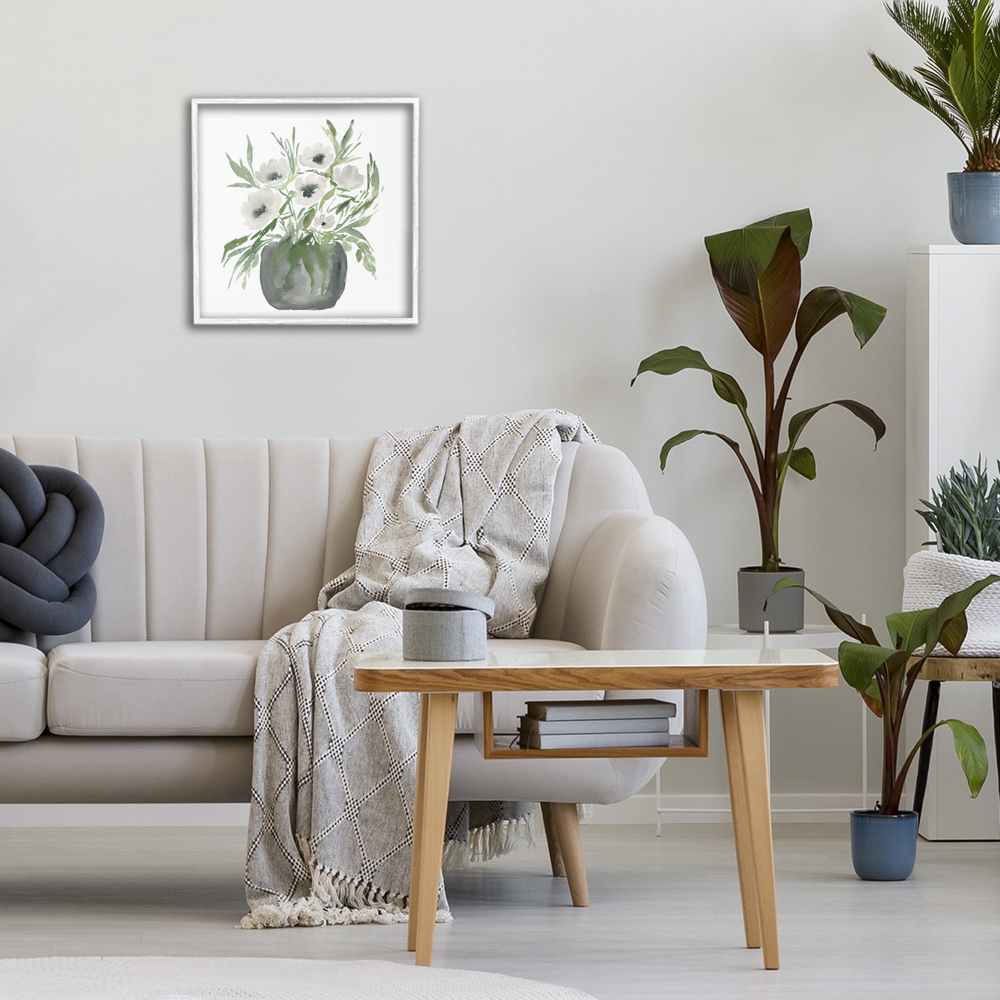 Stupell Industries Soft White Anemones White Framed Giclee Art, design by Lucille Price