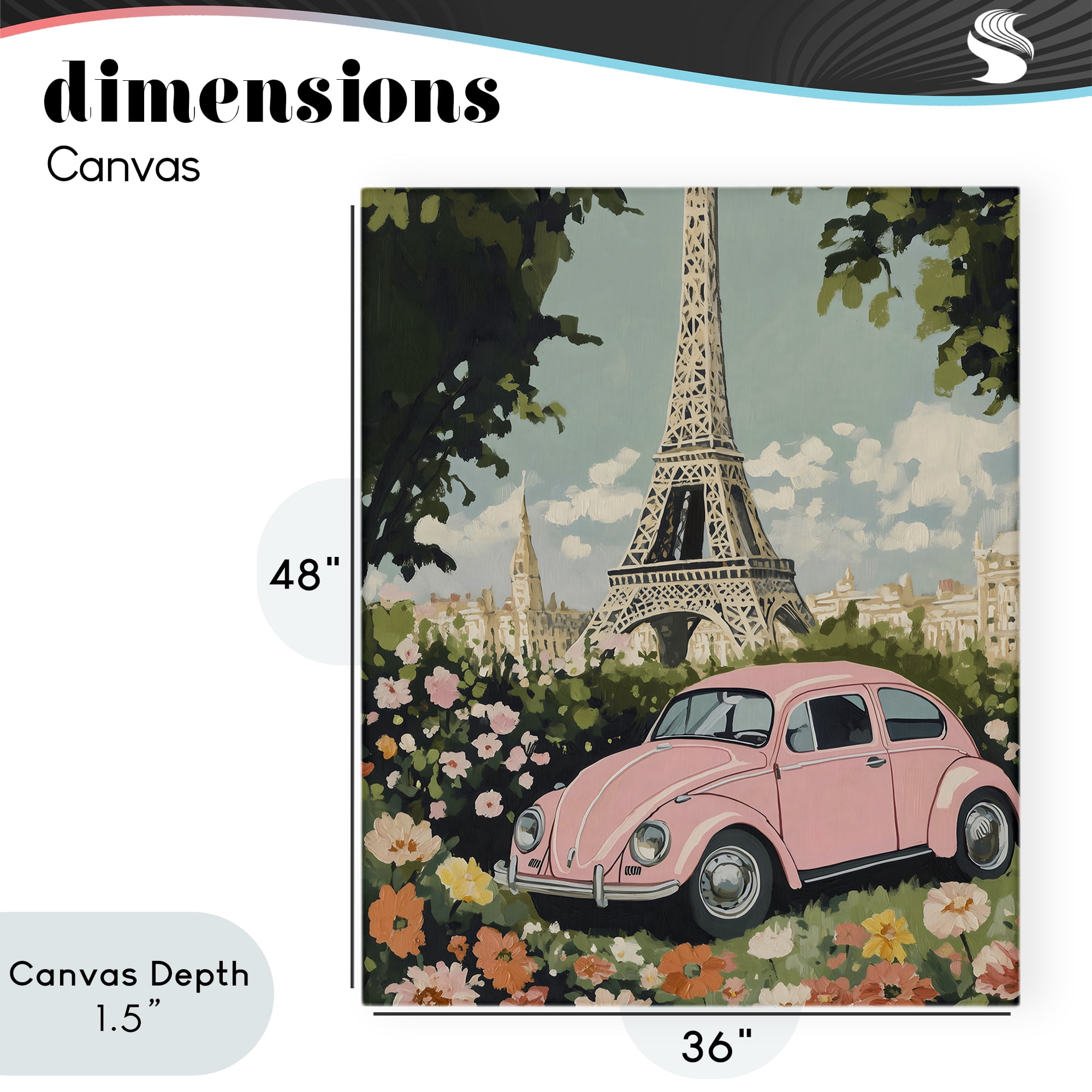 Stupell Industries Paris Pink Car in Bloom Canvas Wall Art, design by The Prints Vibe