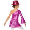 thumbnail image 4 of iixpin Girls Disco Bodysuit Set, 3-Piece Dance Outfit with Fringed Skirt & Sequined Hat Rose Pink 16, 4 of 7