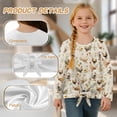 thumbnail image 6 of Xixirimido Roosters Sunflower Dandelion Pattern Girls Long Sleeve Shirts Casual T-shirt Loose Fit Tunic Tops Crewneck Tie-hem Blouse Tees for Fall Winter, Size 7-8, 6 of 7