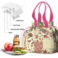 thumbnail image 4 of Pioneer Flower Floral Print Pattern Drawstring Lunch Bag Women - Drawstring Lunch Bag Insulated for Work Office - Stain-Resistant Large Lunchbags for Women with Multi-Pockets, 4 of 6