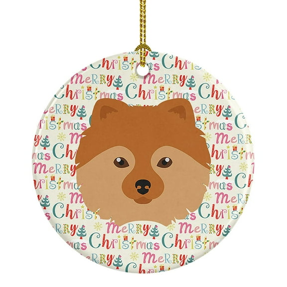 German Spitz Merry Christmas Ceramic Ornament 2.8 in x 2.8 in