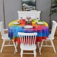 thumbnail image 2 of Colorful Rainbow Checkered Pattern Round Tablecloth 60"x60",Wrinkle Wipeable Table Cloth for Kitchen Dining Room Picnic Patio Party, 2 of 6